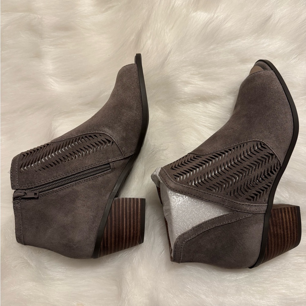 Lucky Brand Brown Ankle Booties with Perforated Design